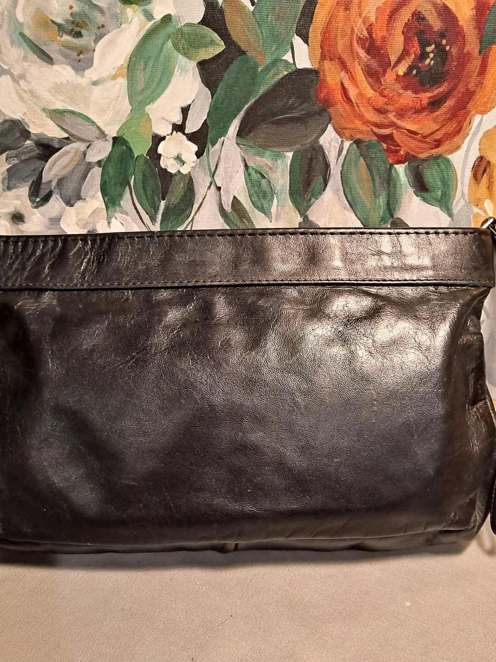 Excel Vintage Mid-century Modern 70s Black Leather Pleated Wristlet Clutch